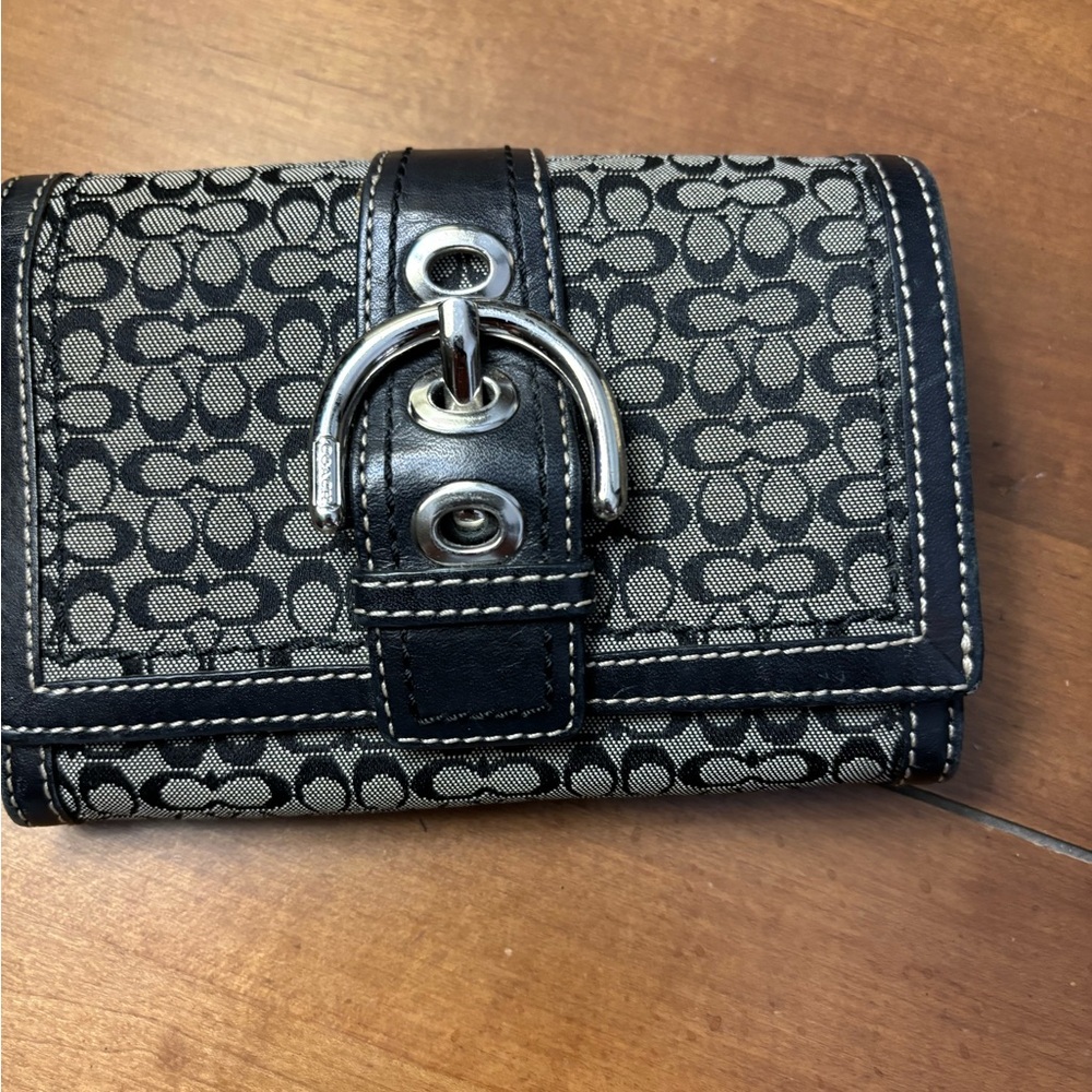 Vintage Coach Black and Gray Signature Wallet
